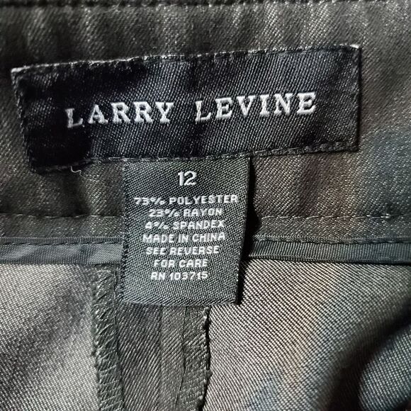 Larry Levine Gray Dress Pants with Belt (12) - Picture 5 of 5